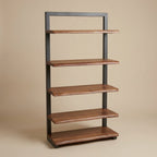 LH033 - Solid Live Edge Acacia Bookshelf with Metal Frame