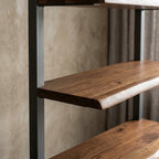 LH033 - Solid Live Edge Acacia Bookshelf with Metal Frame