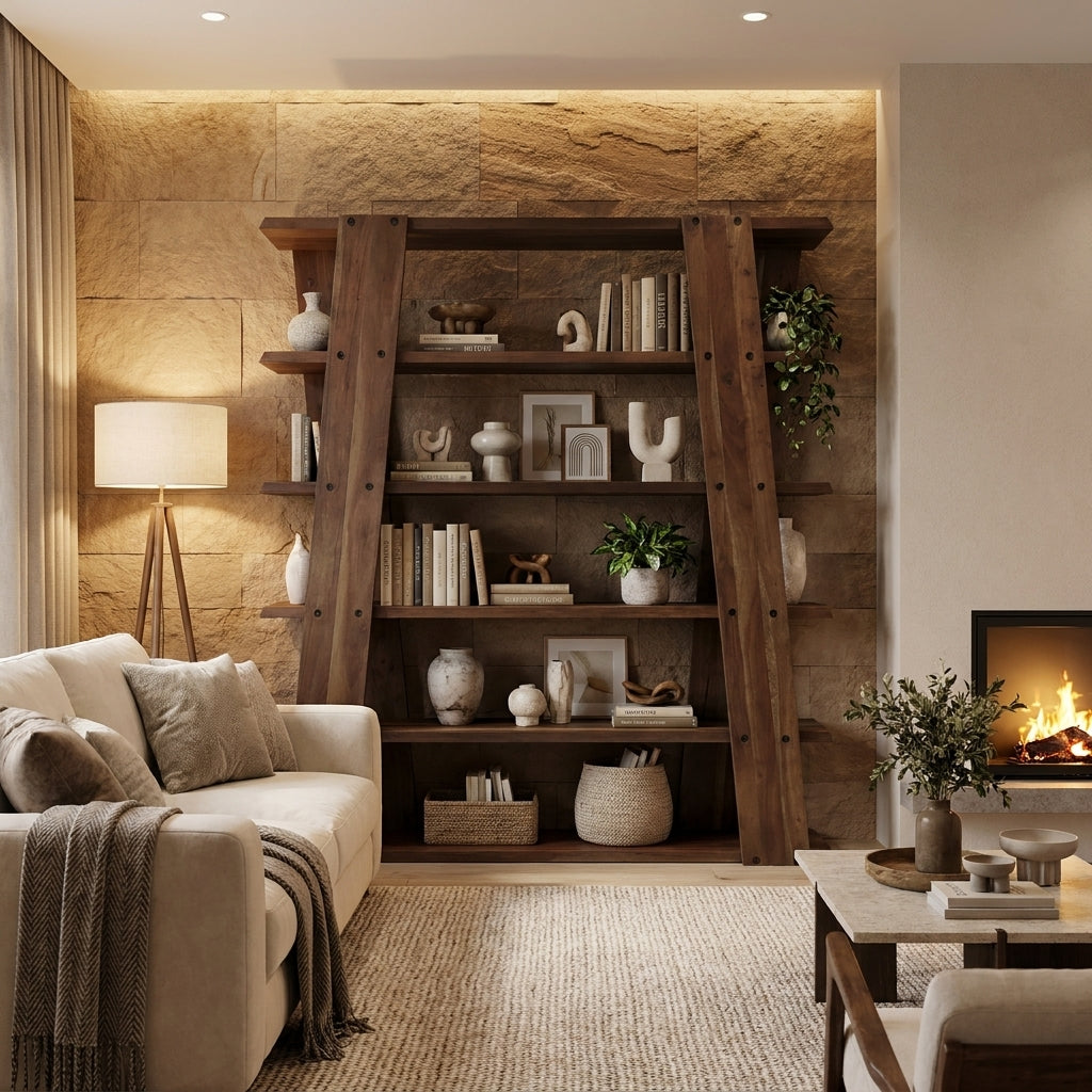 LH32 - Solid Acacia Display & Bookshelf