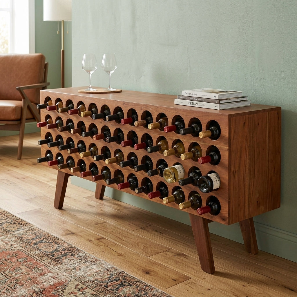 BC02 - Solid Acacia 60 Wine Holders