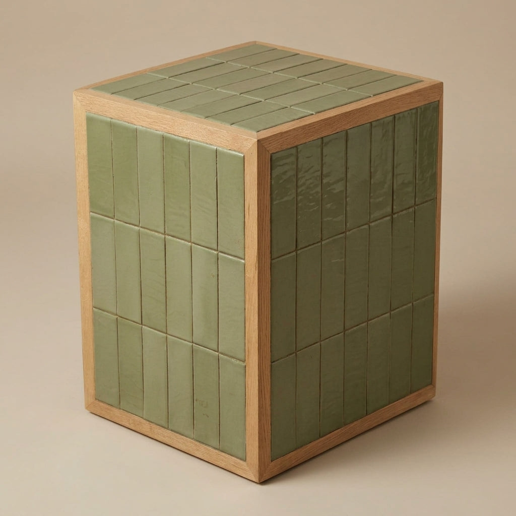 LH63G - Green Solid Wood Tile Fitted