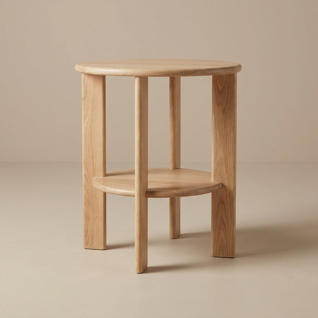 LH83 - Acacia Side Table with Bottom Shelf