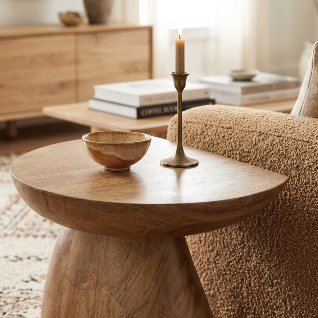 LH85 - Solid Acacia Mushroom Style Side Table