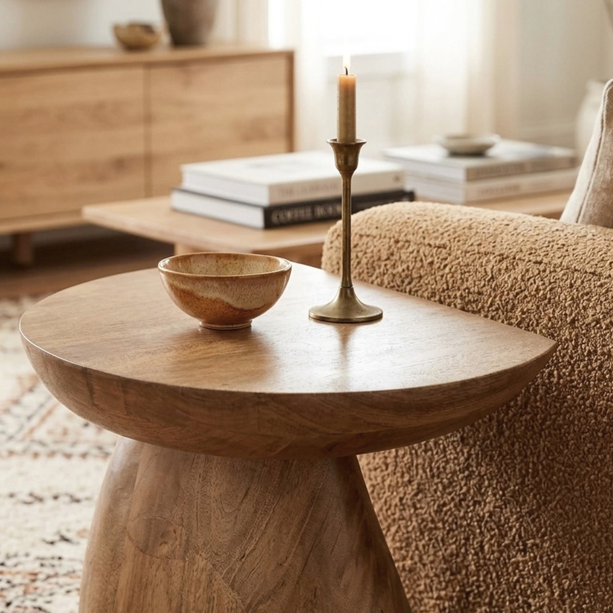 LH85 - Solid Acacia Mushroom Style Side Table