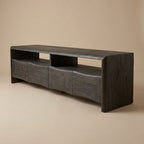 LH94 - Solid Acacia Open Shelf 4 Drawer Entertainment Stand