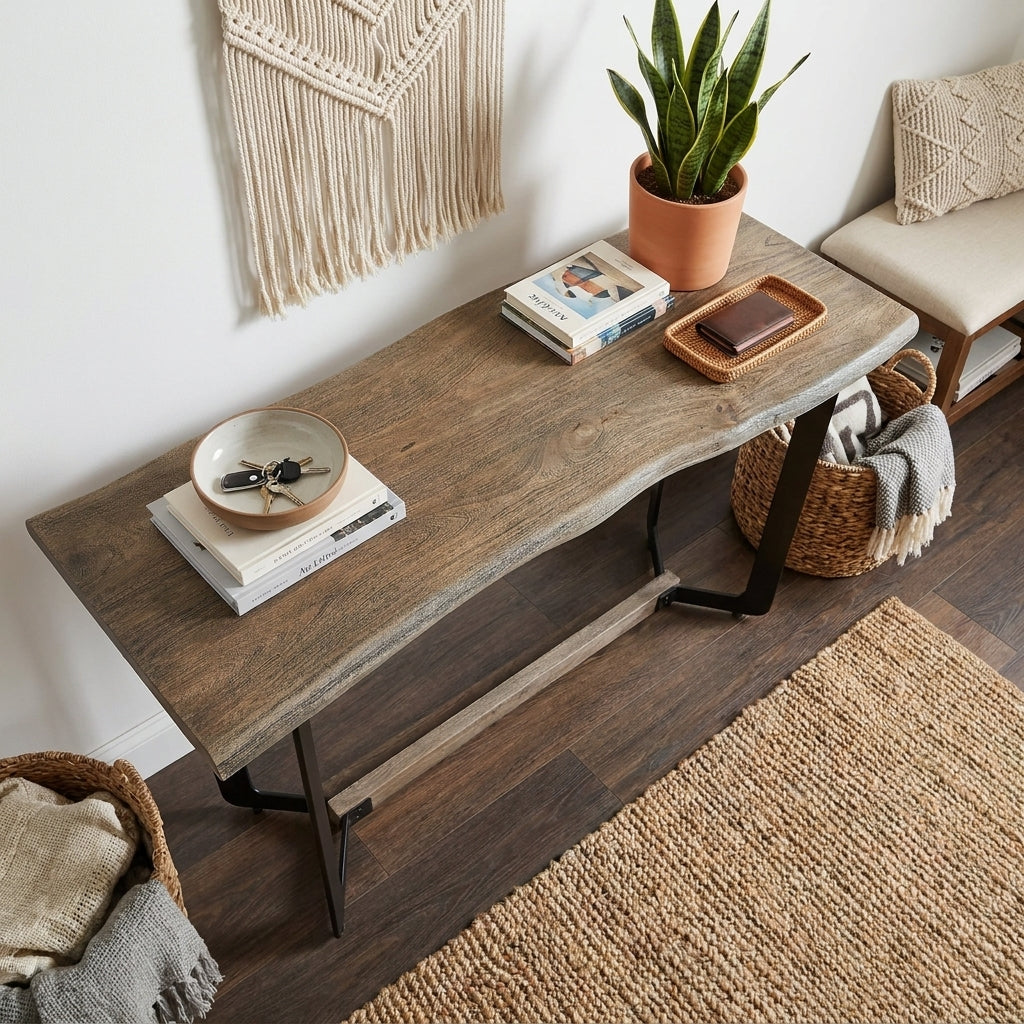 W033G - Solid Acacia Live Edge Console Table