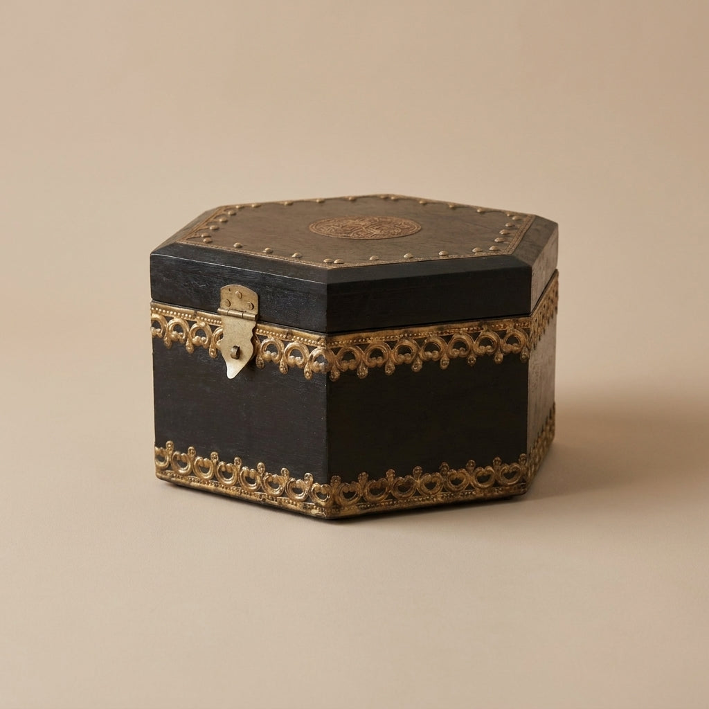 WB4 - Ornate Black Wooden Box