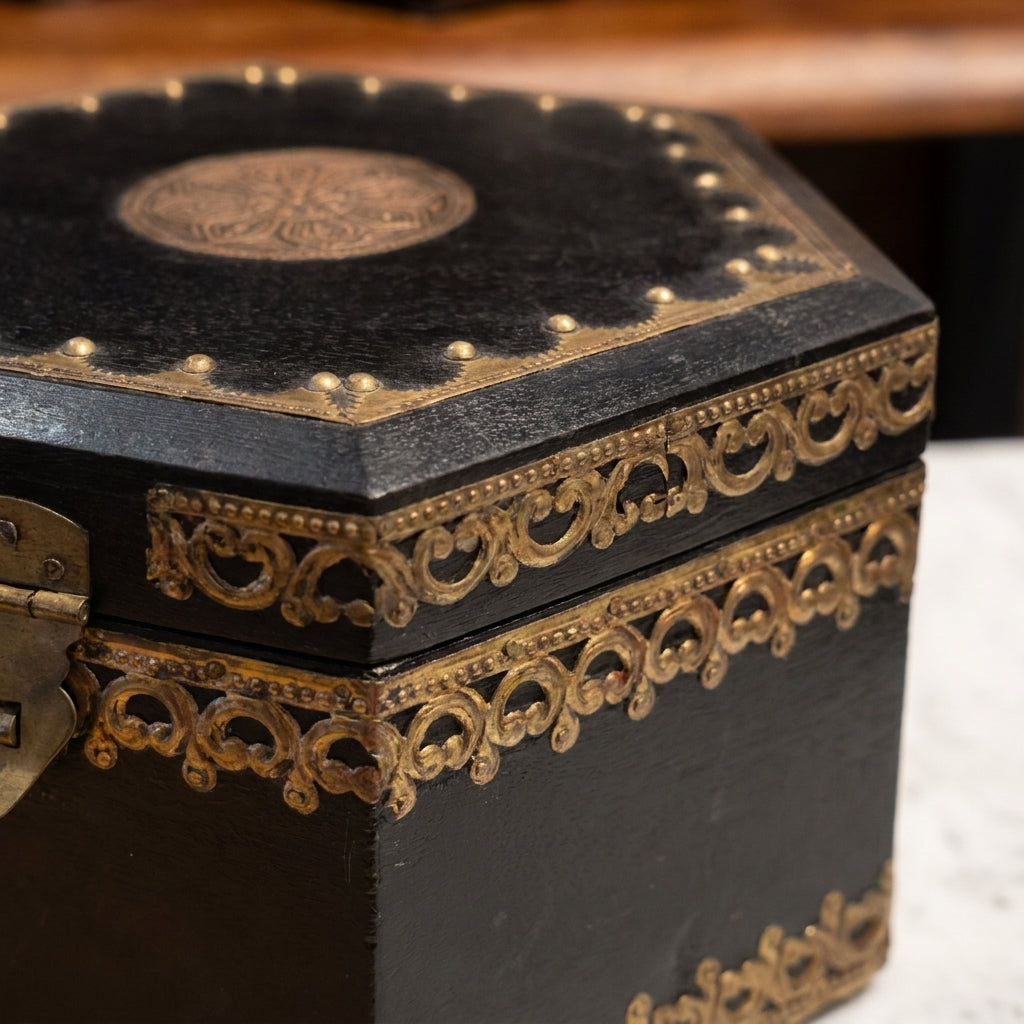 WB4 - Ornate Black Wooden Box