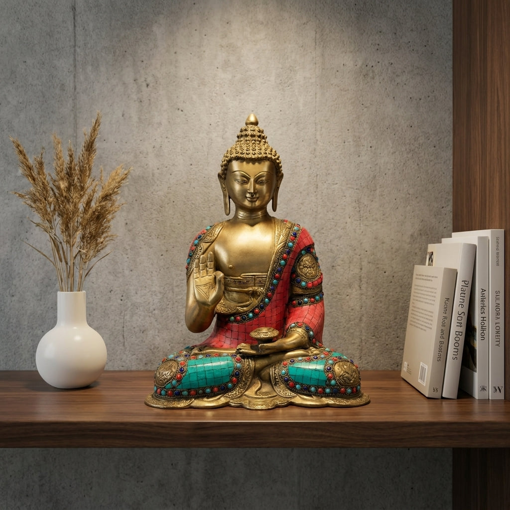 S19 - Buddha Statue Brass Fitted
