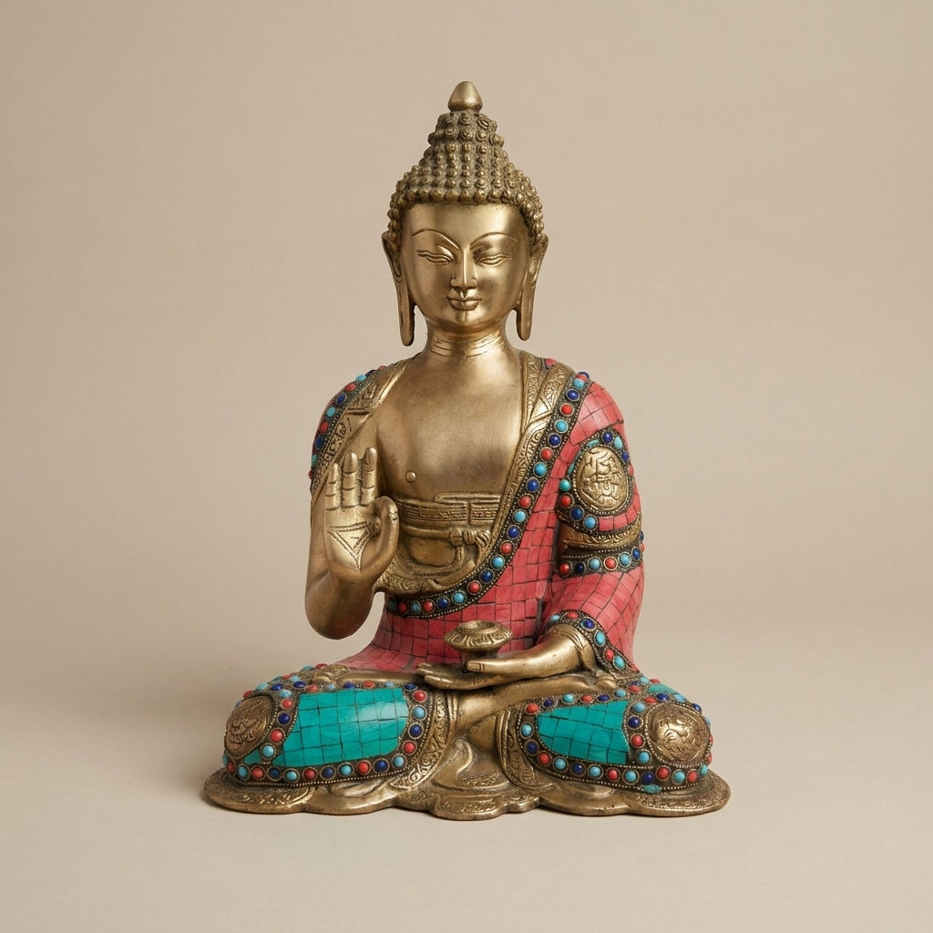 S19 - Buddha Statue Brass Fitted