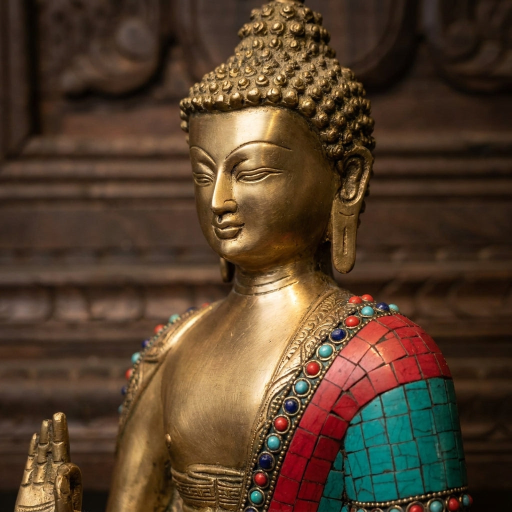 S19 - Buddha Statue Brass Fitted