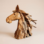 S28 - Sculpture Head Horse Teak Root