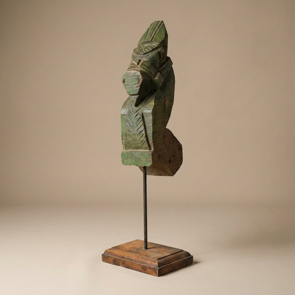 S89 - Statue in Solid Wood with Iron Base