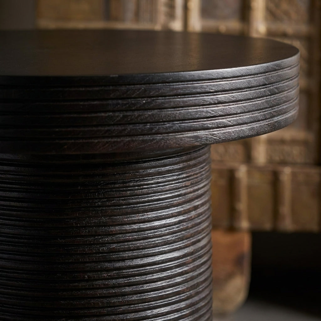 W002 - Solid Acacia Carved Side Table
