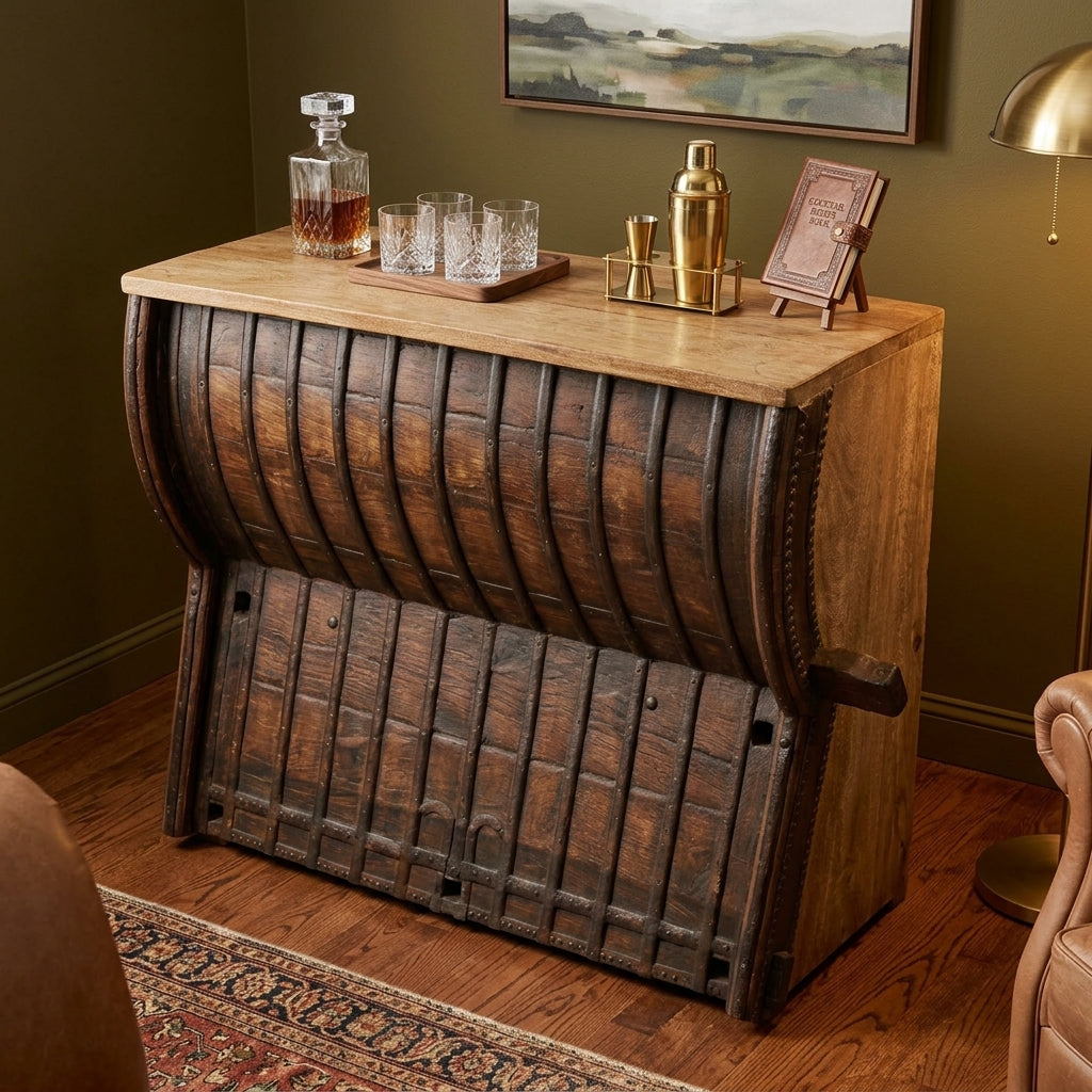 BC20 - Reclaimed Wood Antique Cart Bar