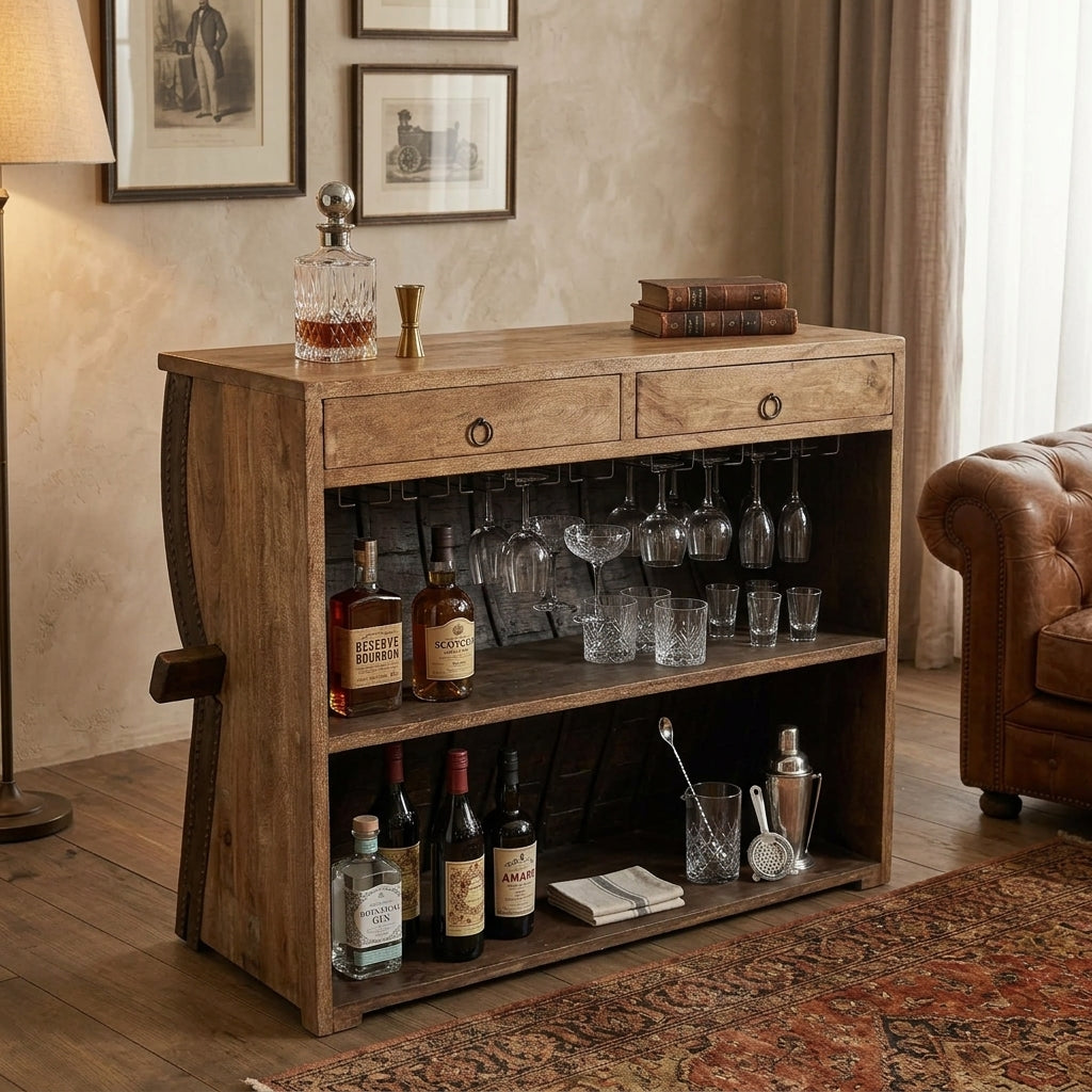 BC20 - Reclaimed Wood Antique Cart Bar
