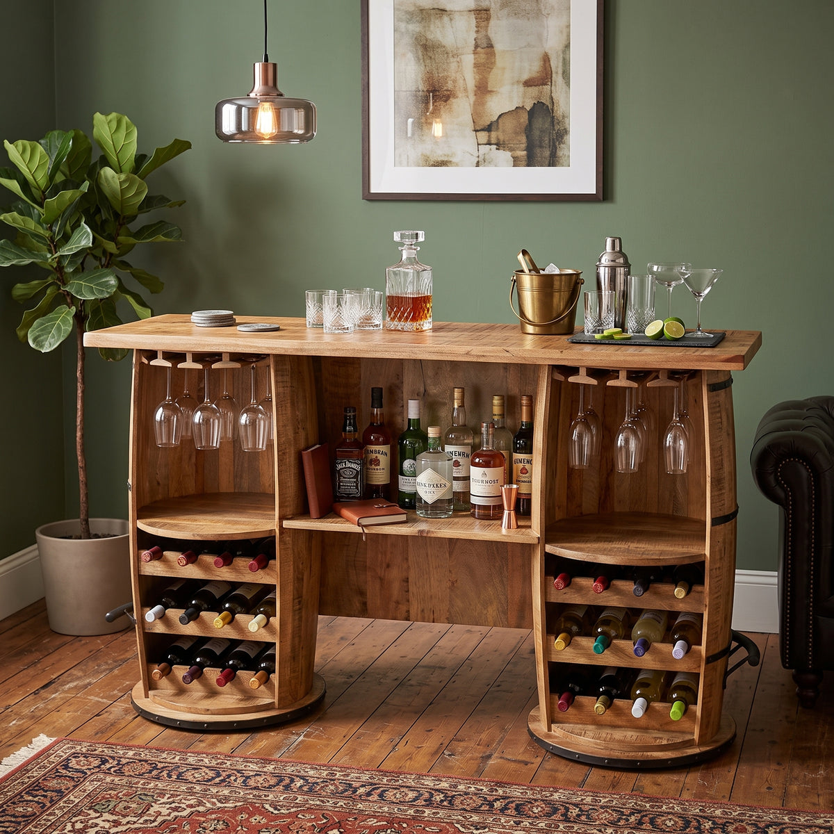 BC16 - Reclaimed Wood Drum Style Bar