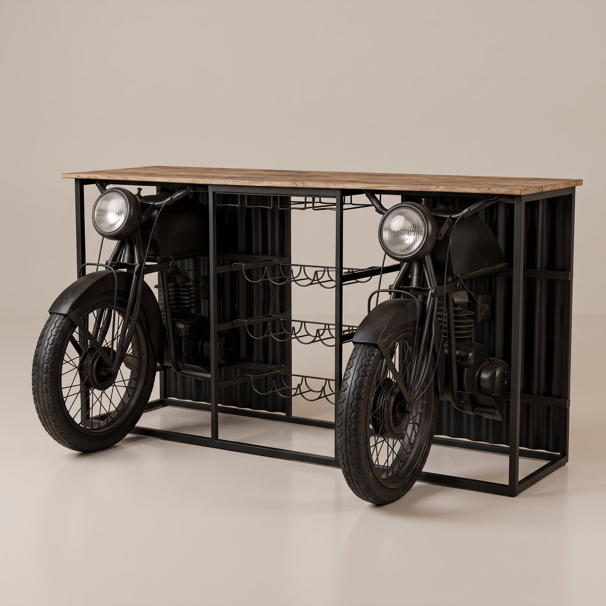 BC06 - Retro Style Motorcycles Wine Rack & Bar