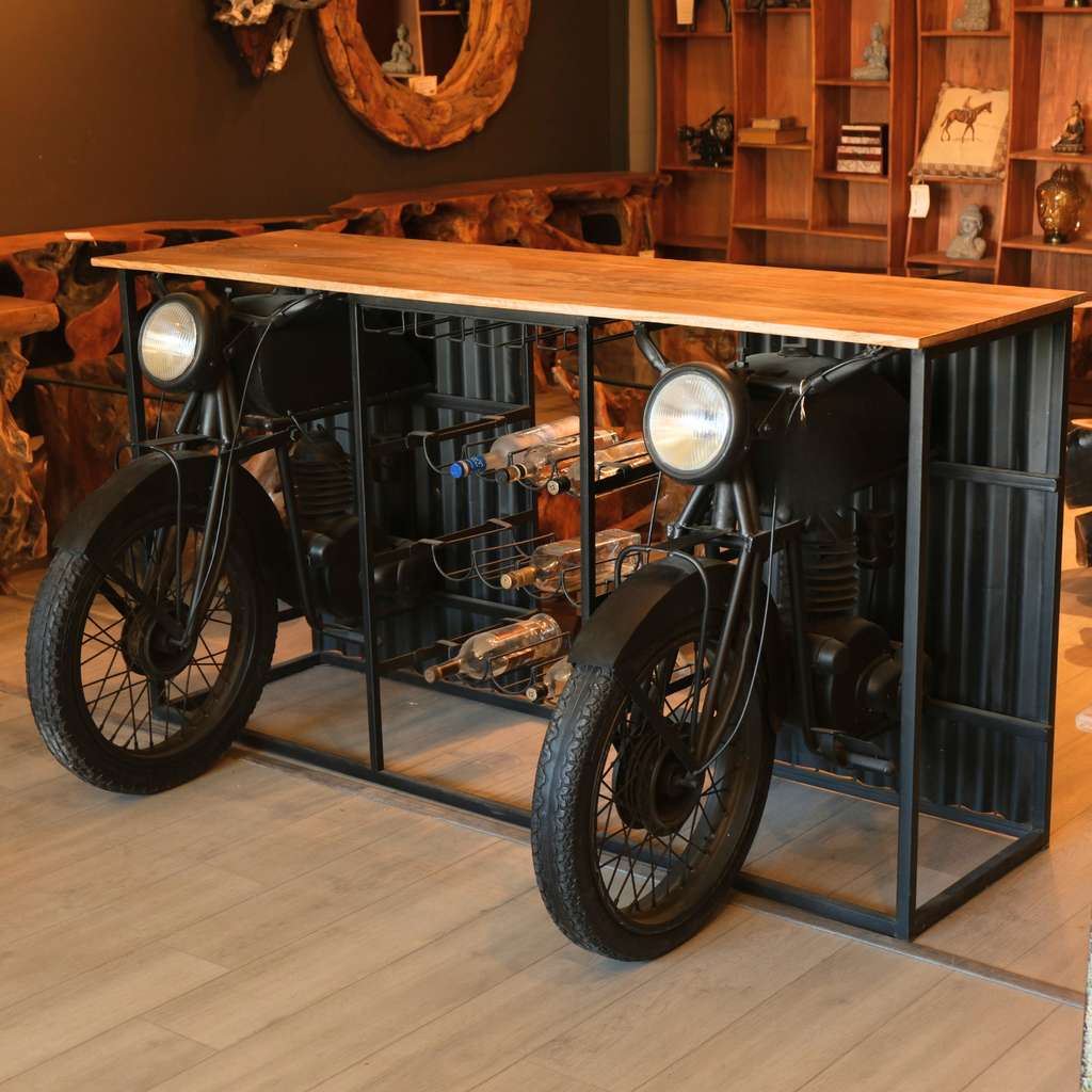 BC06 - Retro Style Motorcycles Wine Rack & Bar