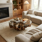 WS06 - Teak Root with Rounded Bevelled Glass Top