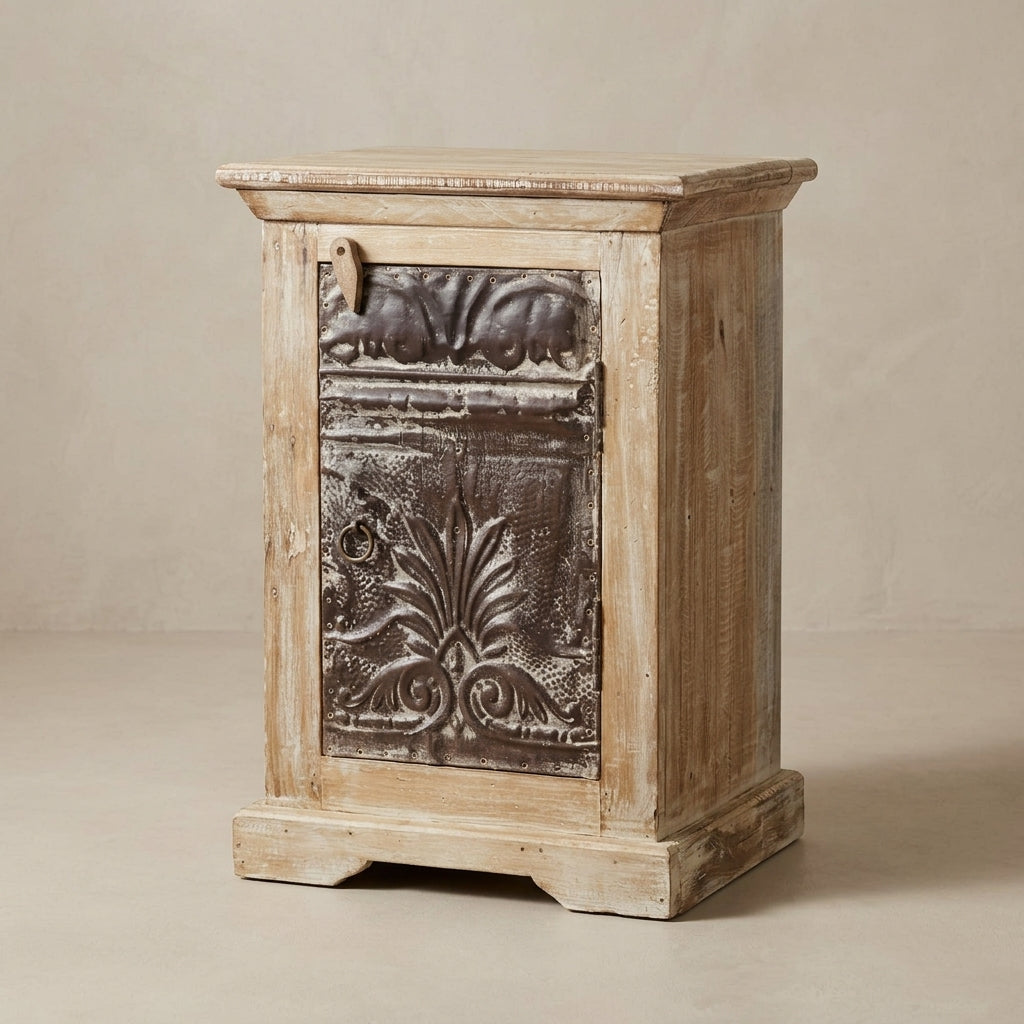 WS072 - Reclaimed Wood Antique Tile Night Stand
