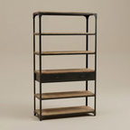 WS105 - 2 drawer wood iron shelf