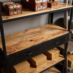 WS105 - 2 drawer wood iron shelf