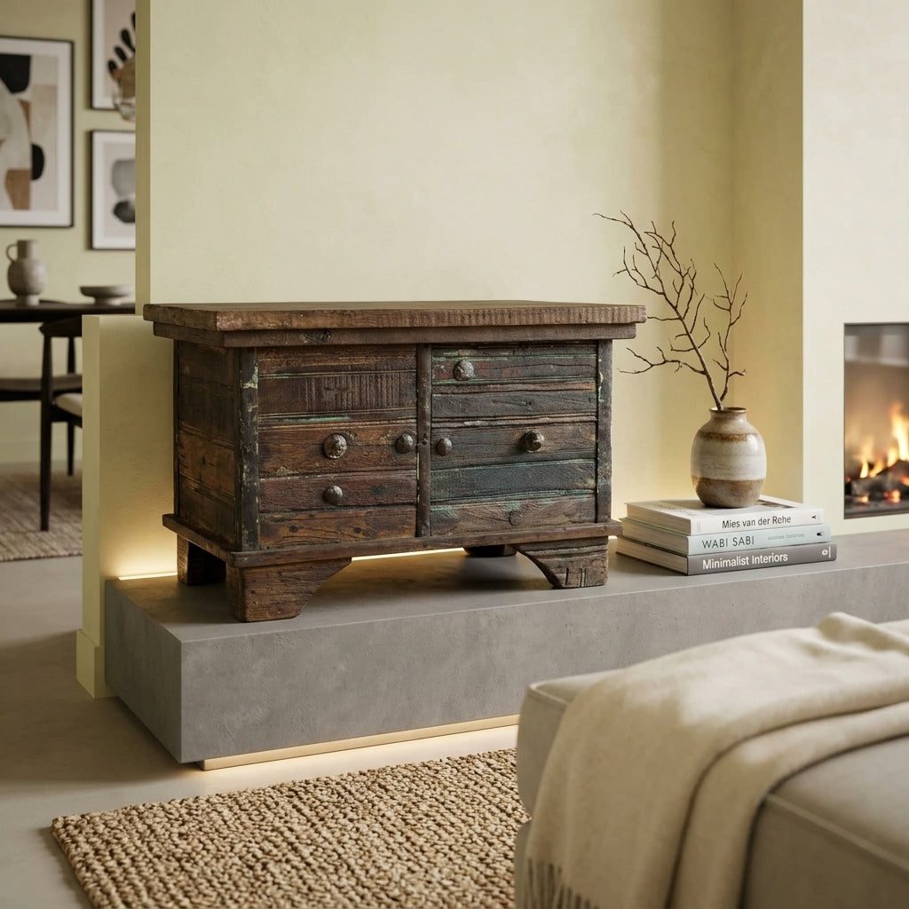 WS113C - Reclaimed Wood Metal Fitted Storage Chest