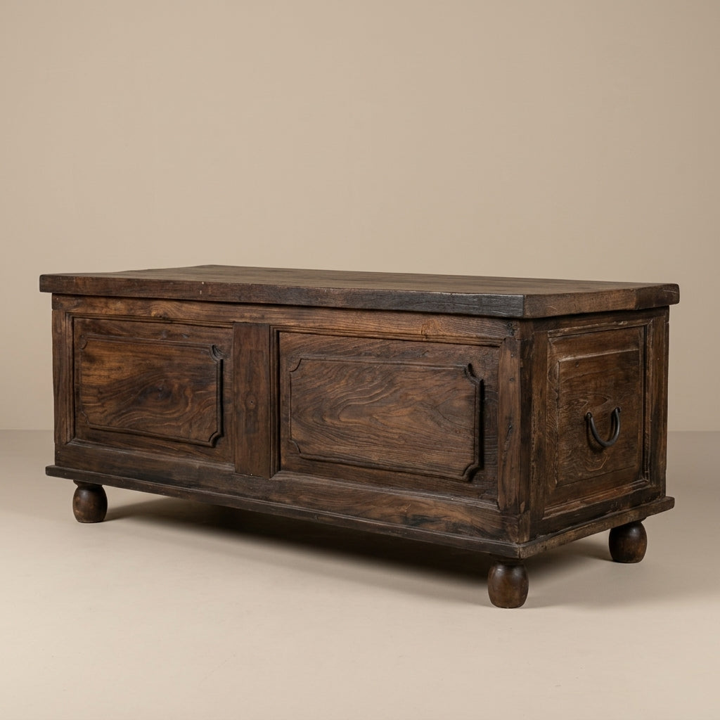 WS121 - Reclaimed Wood Antique Panel Fitted Storage Chest/Bench