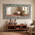 WS133M - Hand Carved Solid Wood Mirror 71_x35_ Blue