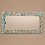 WS133M - Hand Carved Solid Wood Mirror 71_x35_ Blue