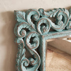 WS133M - Hand Carved Solid Wood Mirror 71_x35_ Blue