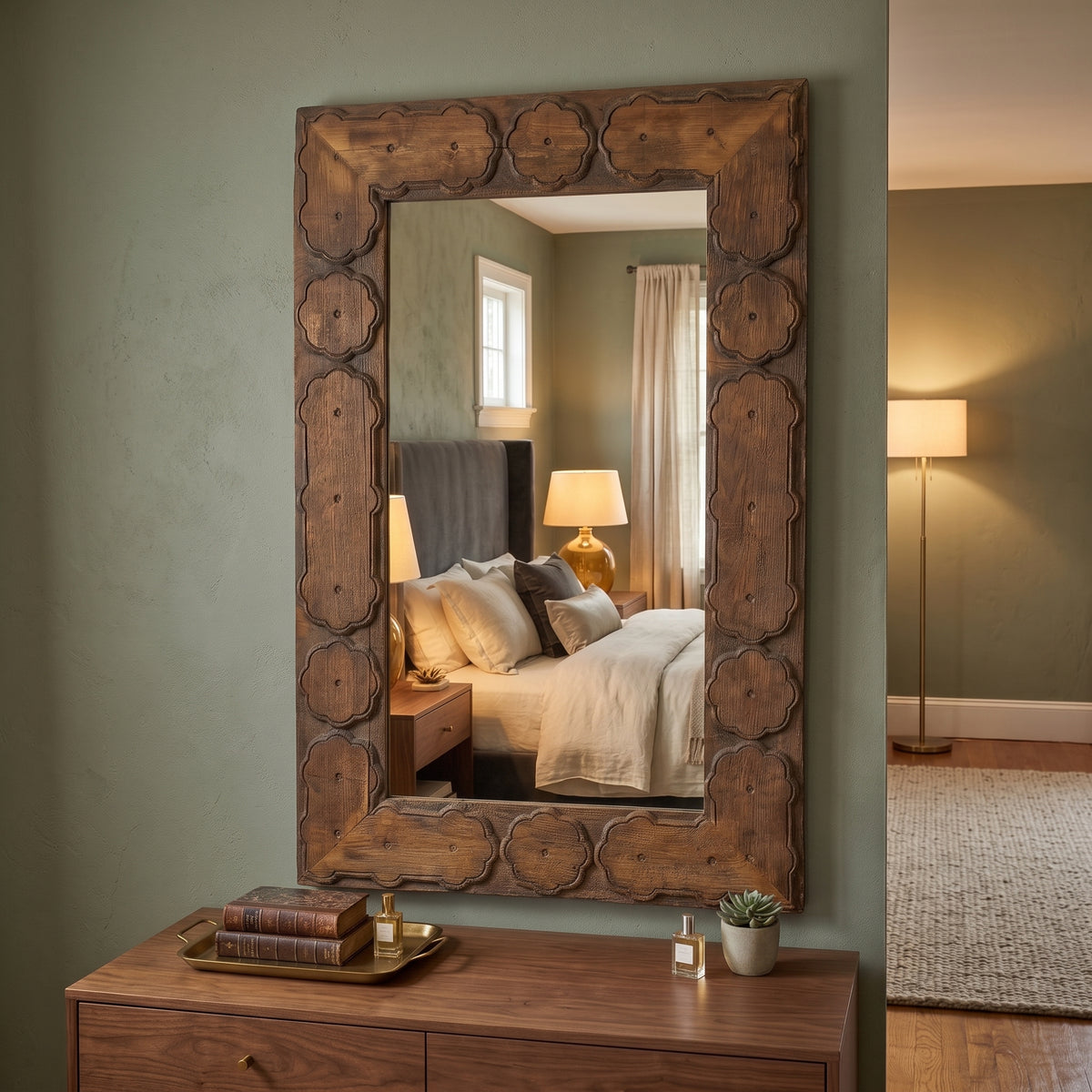 WS137 - Carved Wood Framed Mirror 43.25_x 27.5_