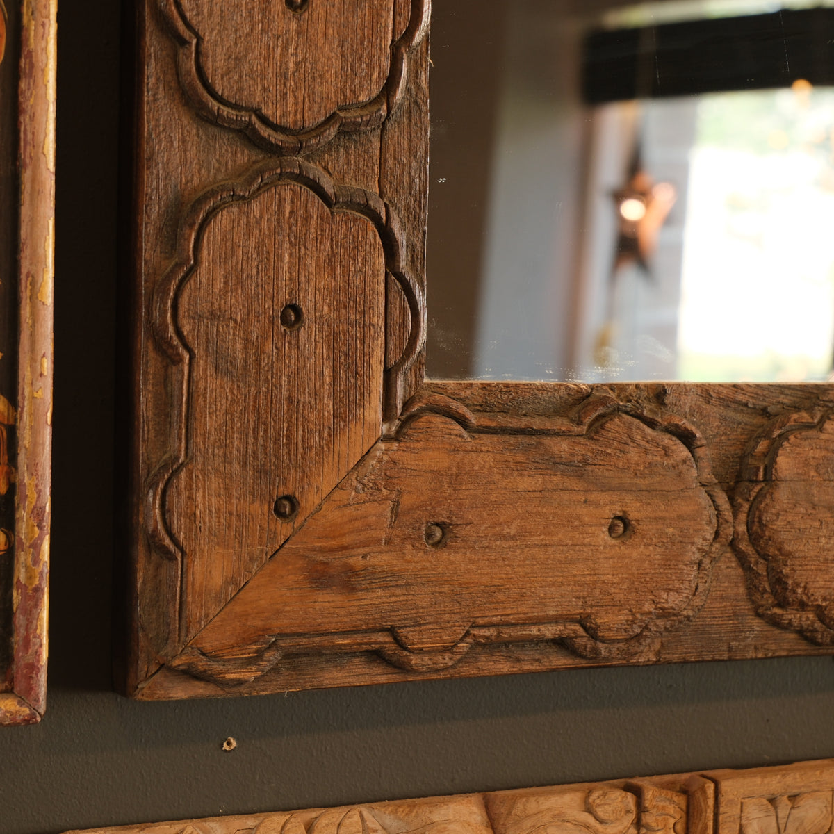 WS137 - Carved Wood Framed Mirror 43.25_x 27.5_