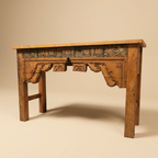 WS1570 - Reclaimed Wood Hand-Carved Console Table