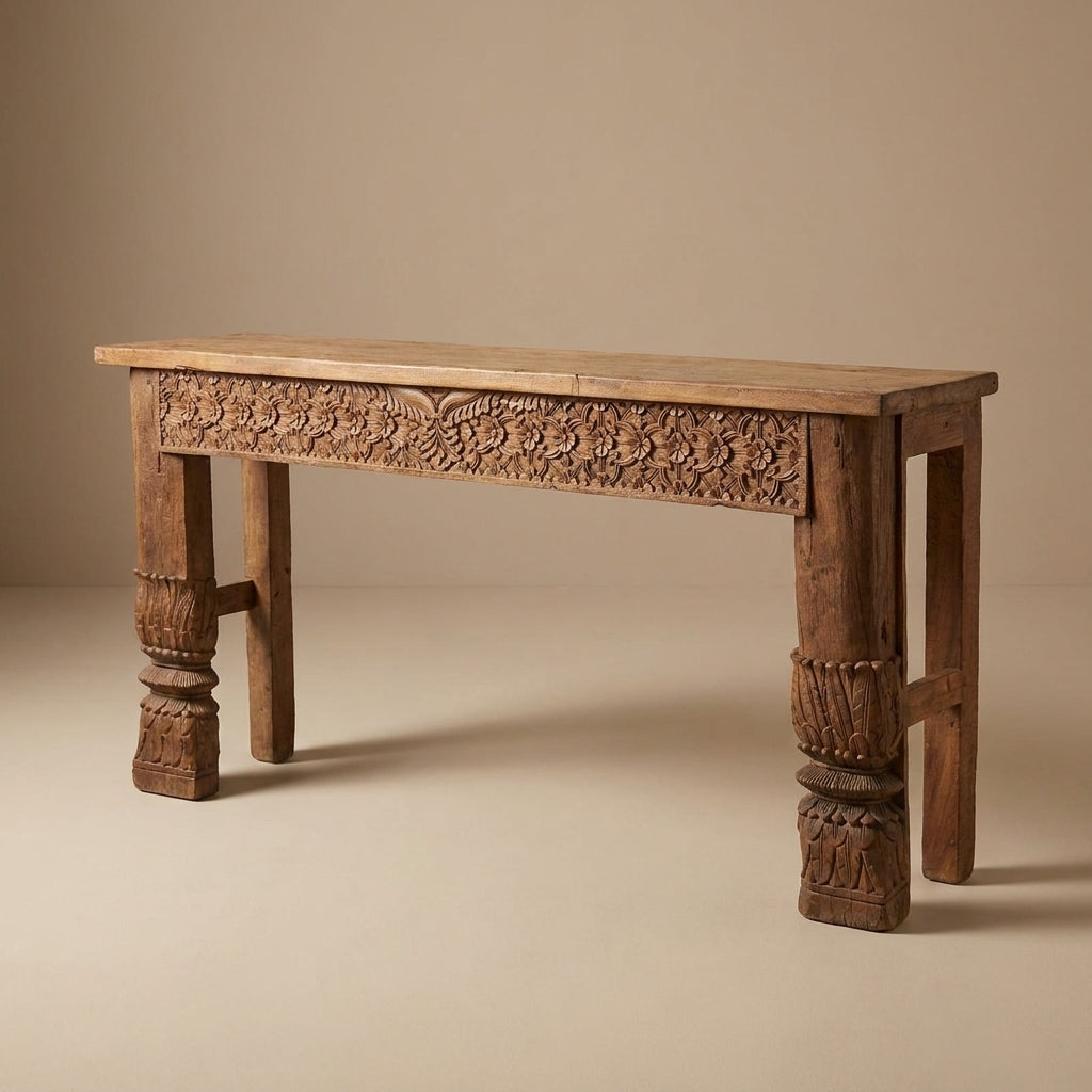 WS167373 - Reclaimed Wood Hand-Carved Console Table