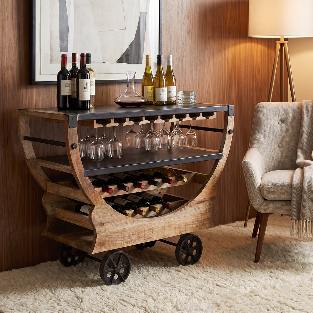 BC18 - Reclaimed Wood and Metal Bar Cart