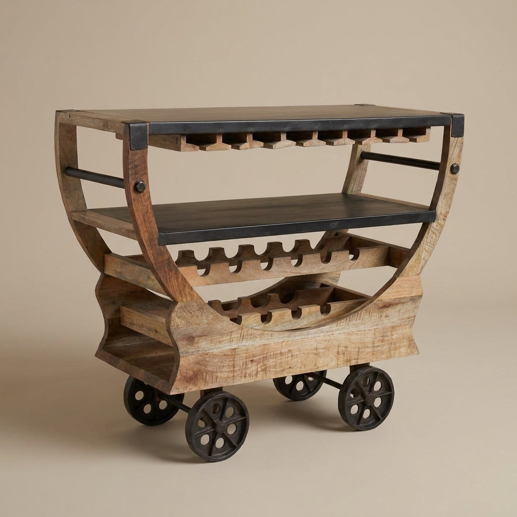 BC18 - Reclaimed Wood and Metal Bar Cart