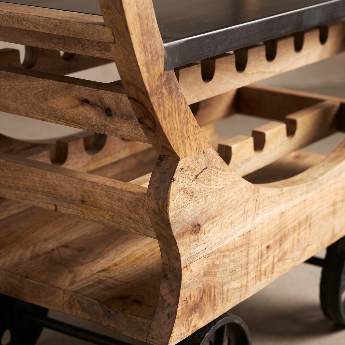 BC18 - Reclaimed Wood and Metal Bar Cart