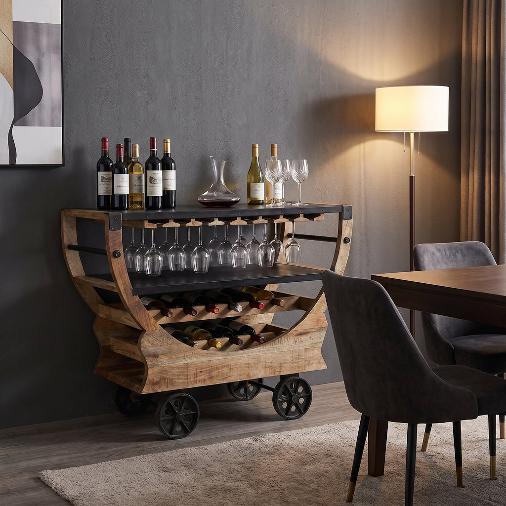 BC18 - Reclaimed Wood and Metal Bar Cart