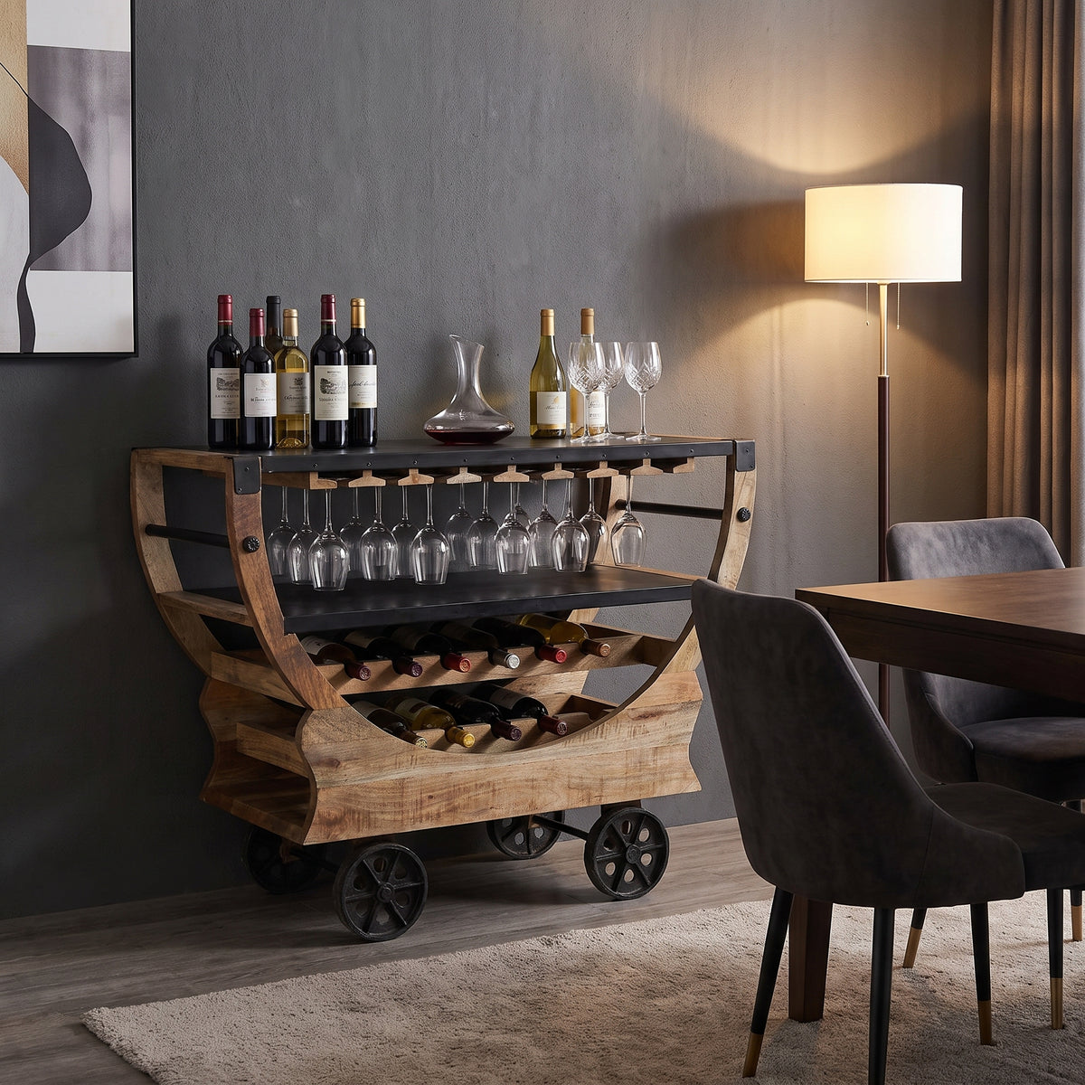 BC18 - Reclaimed Wood and Metal Bar Cart