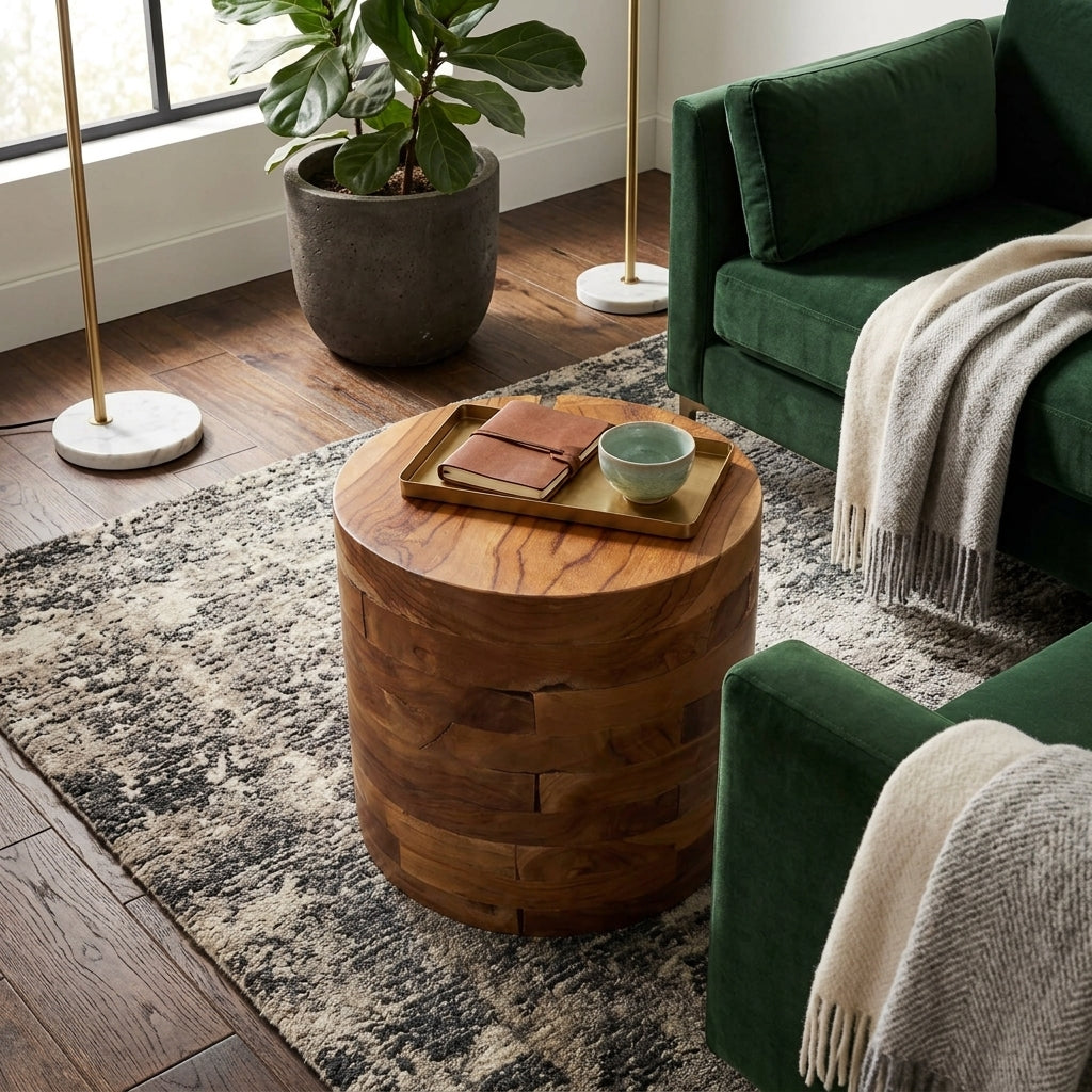 WS18 - Teak Root Cilinder Joint Side Table