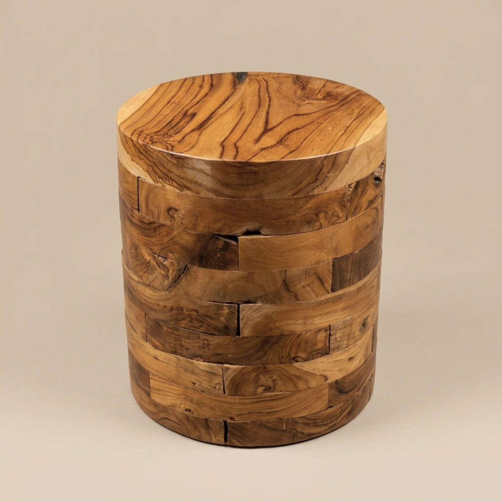 WS18 - Teak Root Cilinder Joint Side Table