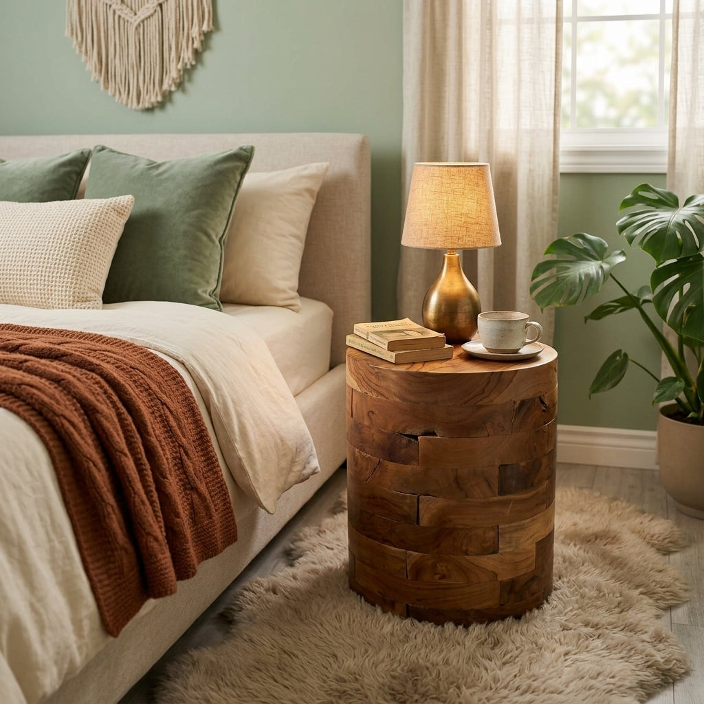 WS18 - Teak Root Cilinder Joint Side Table