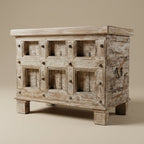 WS21 - Reclaimed Wood Antique Panel Storage Chest / Bench