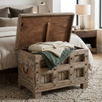 WS21 - Reclaimed Wood Antique Panel Storage Chest / Bench