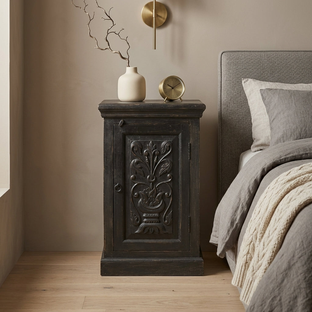 WS22 - Solid Wood Black Night Stand