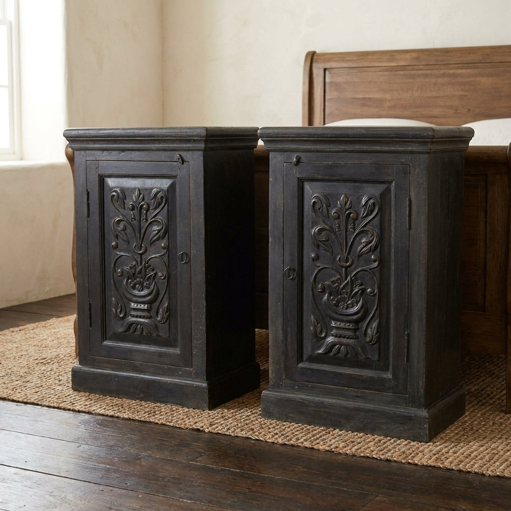 WS22 - Solid Wood Black Night Stand