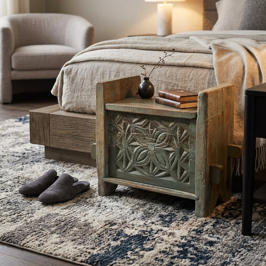WS23 - Reclaimed Wood Carved Front Chest