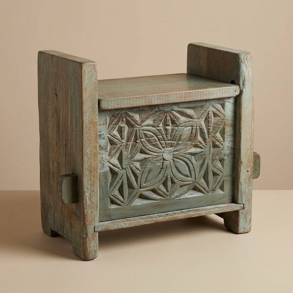WS23 - Reclaimed Wood Carved Front Chest